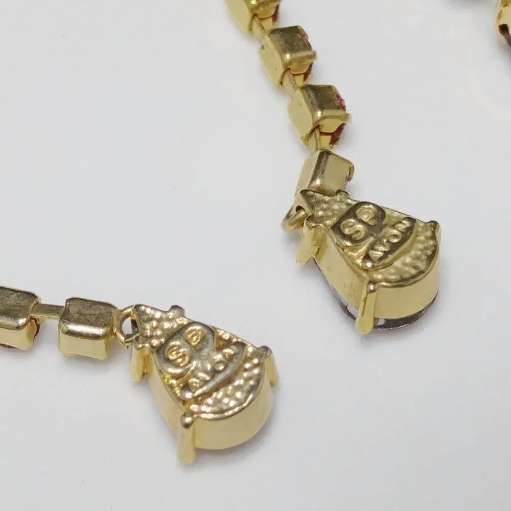 Avon 2004 Women’s Red Rhinestone Choker Adjustable Necklace Post Earrings Set